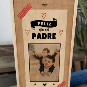 Feliz día del padre - copa vino + hueco botella