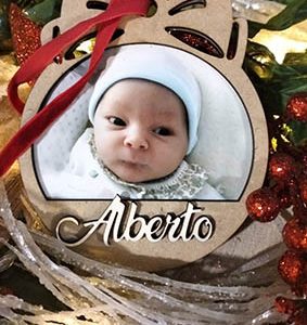 Bola Navidad con foto y  nombre - Madera